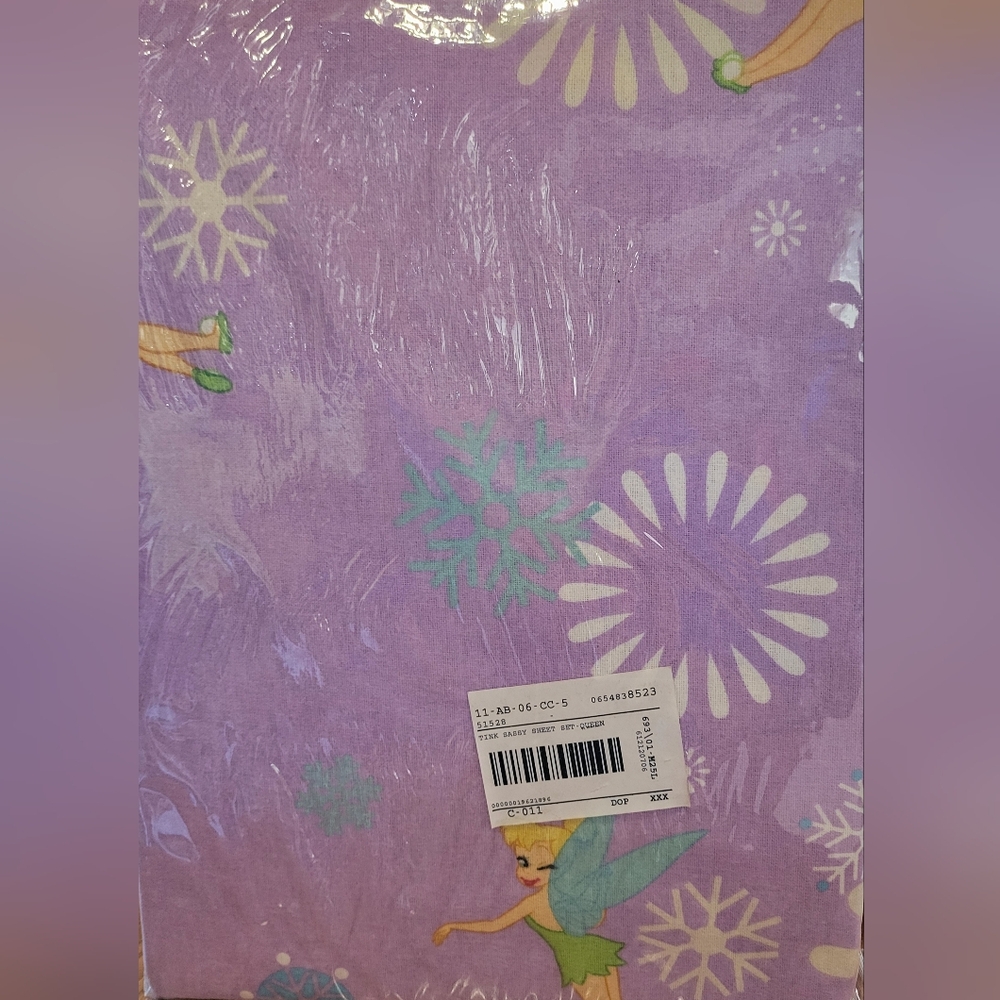 Purple Tinkerbell Themed Queen Size Sheet Set
